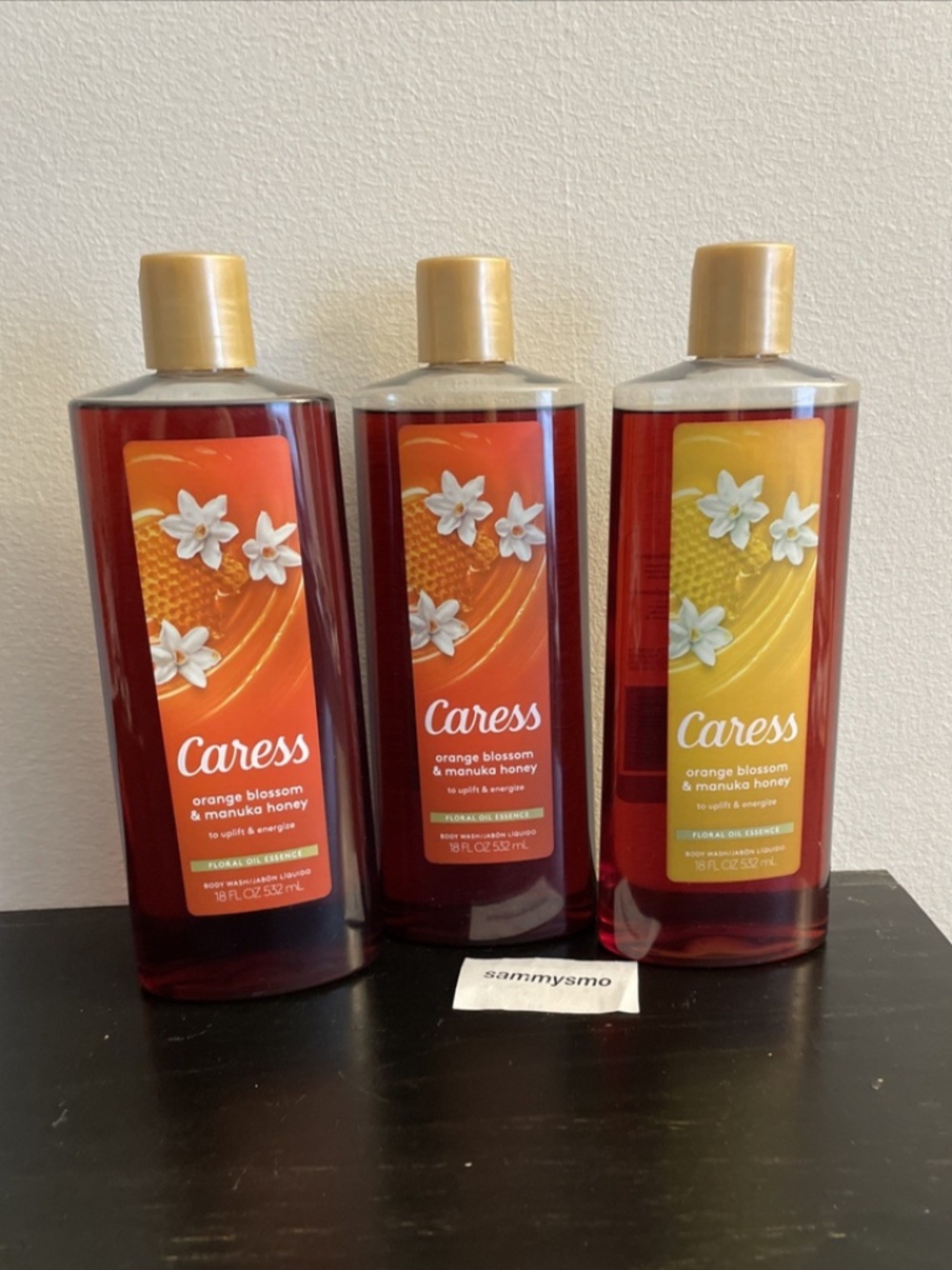 Caress Orange Blossom & Manuka Honey Floral Oil Essence Body Wash 18 Fl Oz. x3